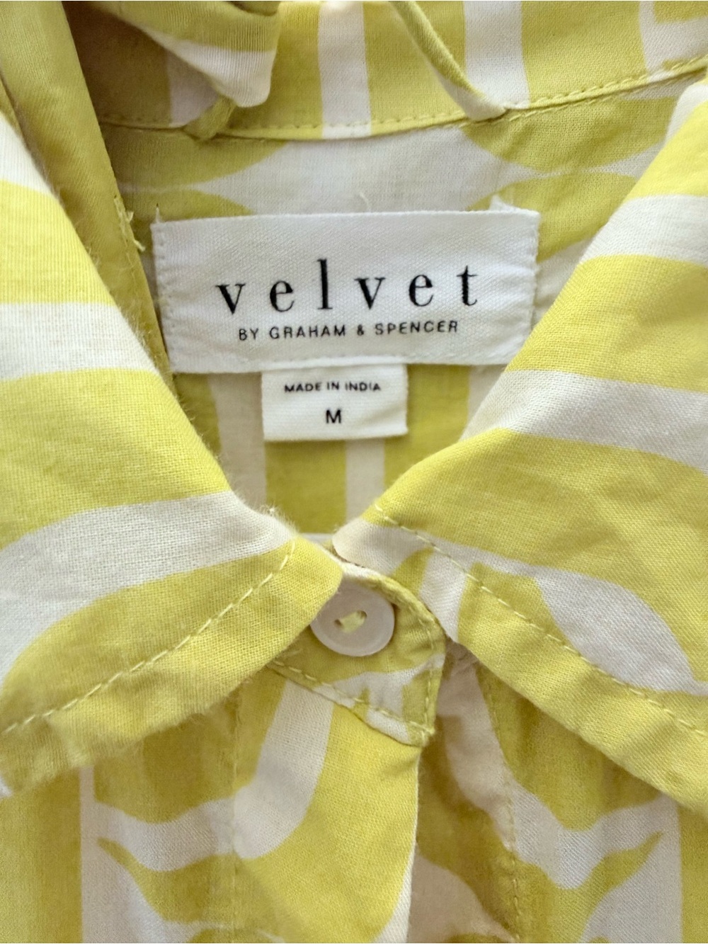Velvet by Graham & Spencer Yellow and White geometric Button-Down Dress